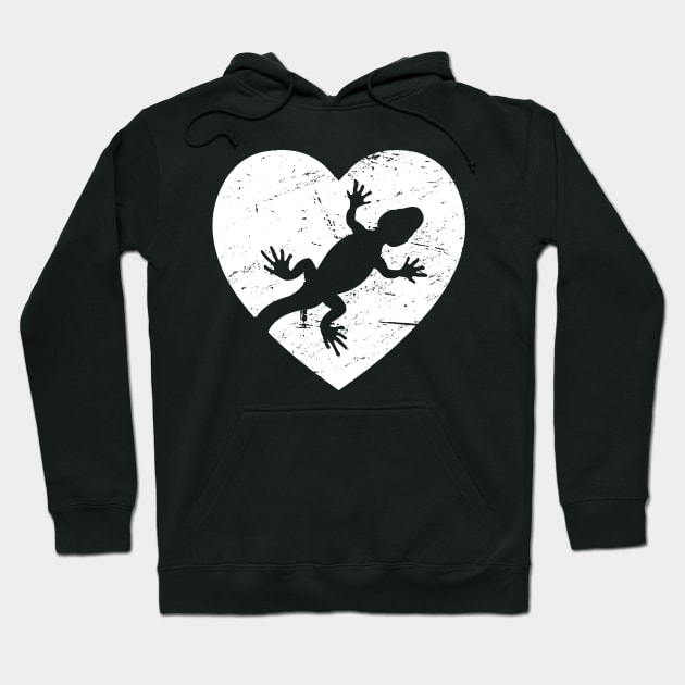 Distressed Pet Gecko In Heart Hoodie by MeatMan